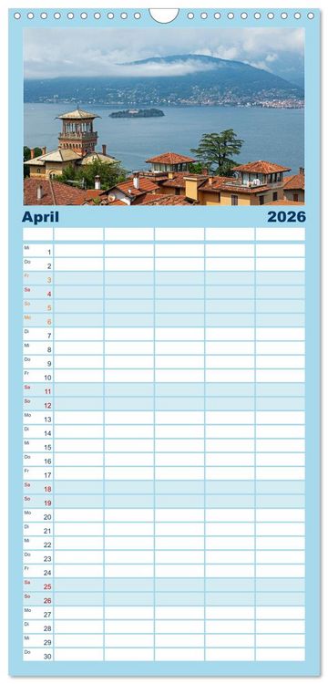 Produktbild: Familienplaner 2026 - Lago Maggiore - Mediterranes Flair umgeben von Bergen mit 5 Spalten (Wandkalender, 21 x 45 cm) CALVENDO