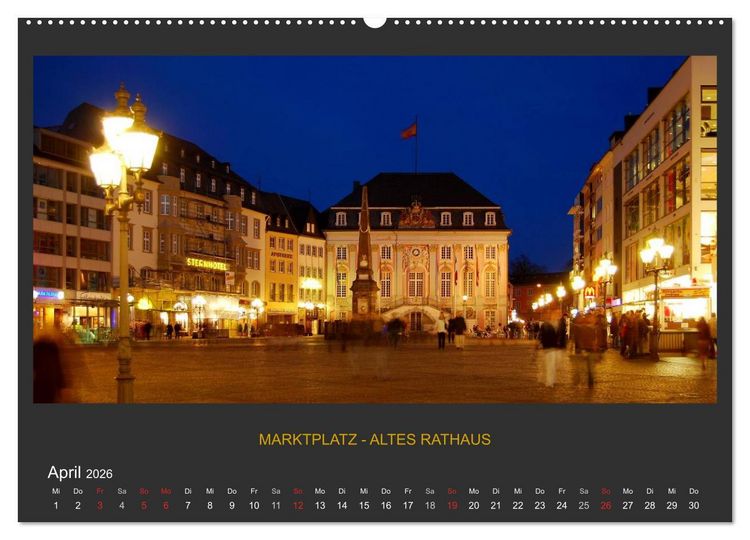 Produktbild: BONNER NACHTFARBEN (hochwertiger Premium Wandkalender 2026 DIN A2 quer), Kunstdruck in Hochglanz