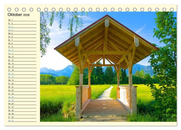 Produktbild: Bayern - Idylle zwischen Allg&auml;u und Bayerischen Alpen (Tischkalender 2026 DIN A5 quer), CALVENDO Monatskalender