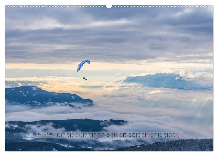 Produktbild: Paragliding - lautloses Schweben (hochwertiger Premium Wandkalender 2026 DIN A2 quer), Kunstdruck in Hochglanz