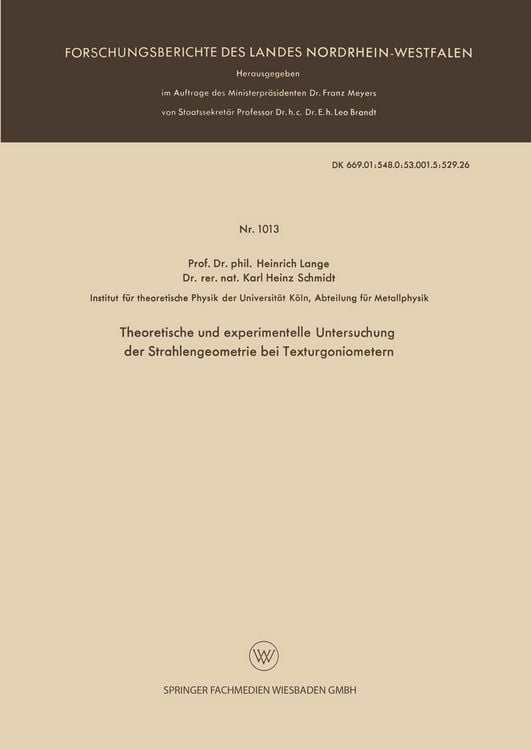 Produktbild: Theoretische und experimentelle Untersuchung der Strahlengeometrie bei Texturgoniometern