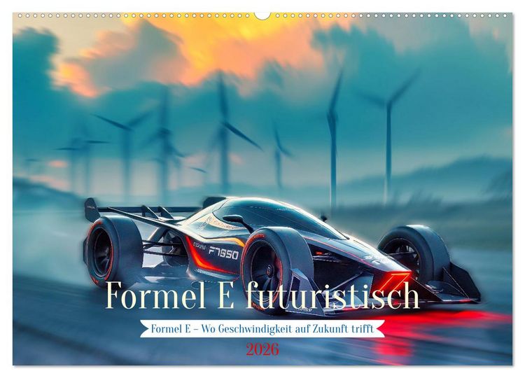 Produktbild: Formel E futuristisch (Wandkalender 2026 DIN A2 quer), CALVENDO Monatskalender