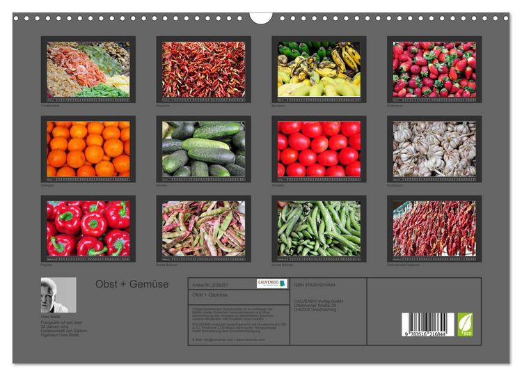 Produktbild: Obst + Gem&uuml;se (Wandkalender 2026 DIN A3 quer), CALVENDO Monatskalender