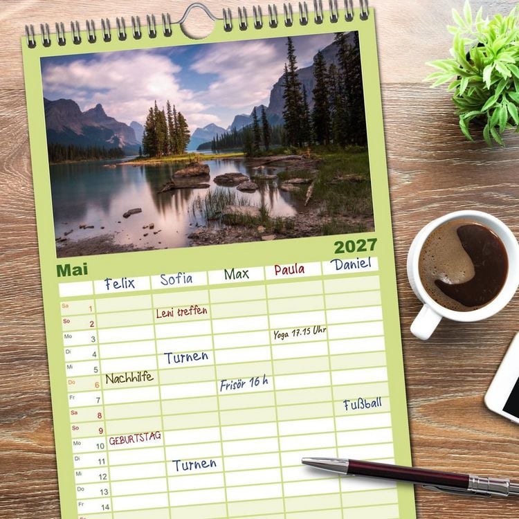 Produktbild: Familienplaner 2027 - Wunder Natur II mit 5 Spalten (Wandkalender, 21 x 45 cm) CALVENDO