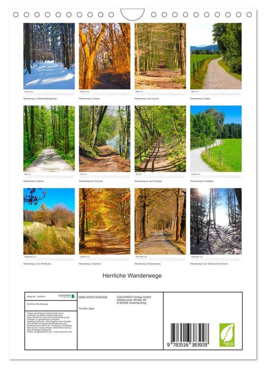 Produktbild: Herrliche Wanderwege (Wandkalender 2026 DIN A4 hoch), CALVENDO Monatskalender