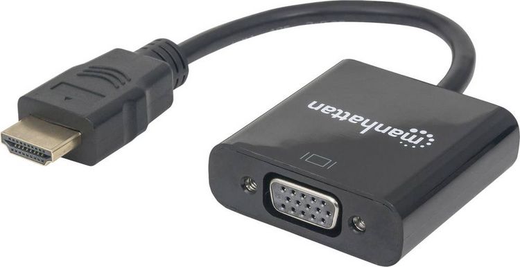 Produktbild: Manhattan 151467 HDMI / VGA Adapter [1x HDMI-Stecker - 1x VGA-Buchse] Schwarz 0.26 m