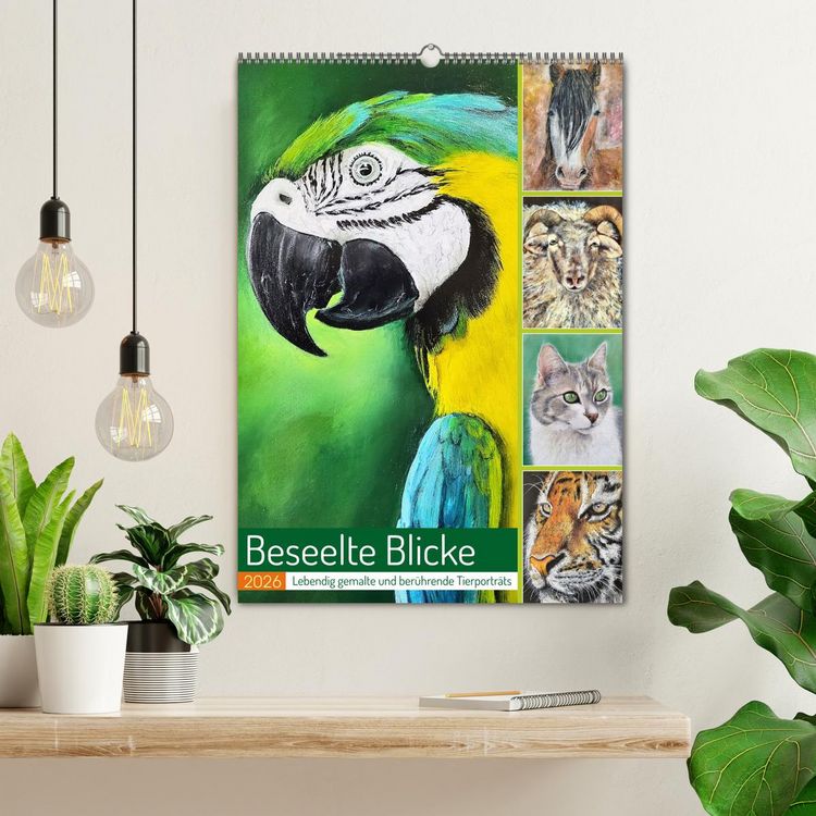 Produktbild: Beseelte Blicke - Lebendig gemalte und ber&uuml;hrende Tierportr&auml;ts (Wandkalender 2026 DIN A2 hoch), CALVENDO Monatskalender