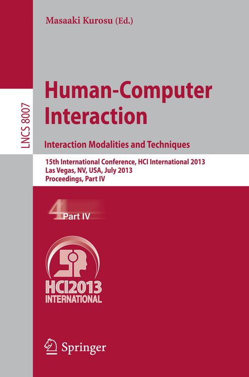 Produktbild: Human-Computer Interaction: Interaction Modalities and Techniques