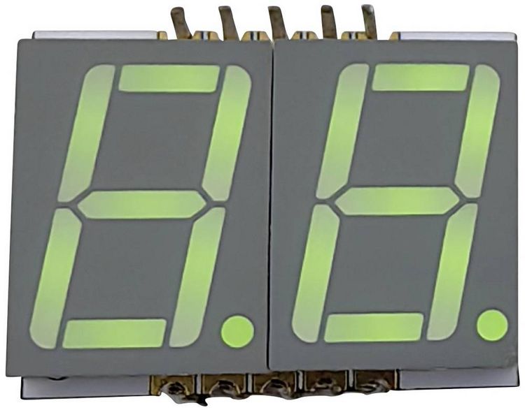 Produktbild: TRU COMPONENTS SMD-LED Gelbgr&uuml;n 6 mcd Zweiziffern-Display