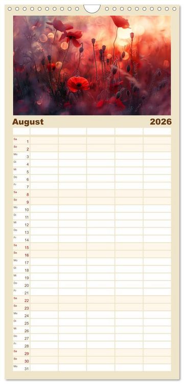 Produktbild: Familienplaner 2026 - Bezaubernde Mohnblumen mit 5 Spalten (Wandkalender, 21 x 45 cm) CALVENDO