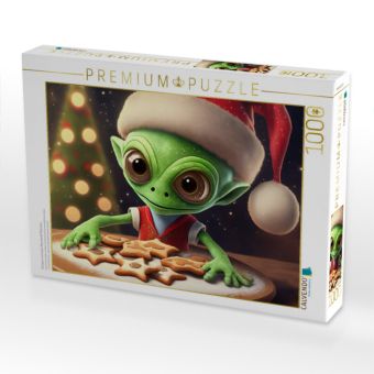 Produktbild: CALVENDO Puzzle Ein ganz normales Alien backt Pl&auml;tzchen | 1000 Teile Lege-Gr&ouml;&szlig;e 64x48cm Foto-Puzzle f&uuml;r gl&uuml;ckliche Stunden