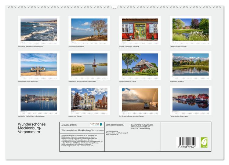 Produktbild: Wundersch&ouml;nes Mecklenburg-Vorpommern (hochwertiger Premium Wandkalender 2026 DIN A2 quer), Kunstdruck in Hochglanz