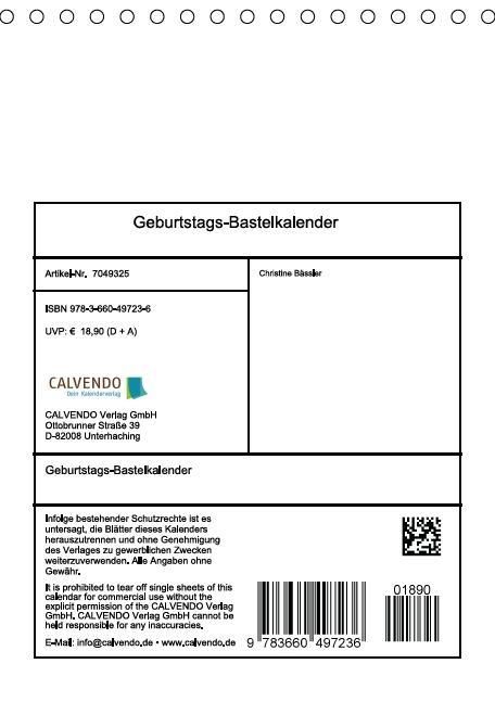 Produktbild: Geburtstags-Bastelkalender (Tischkalender immerw&auml;hrend DIN A5 hoch)