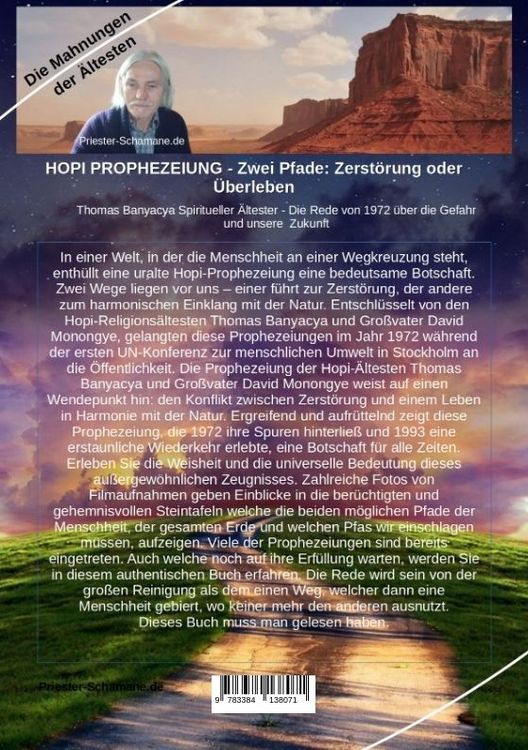 Produktbild: HOPI PROPHEZEIUNG - Zwei Pfade: Zerst&ouml;rung oder &Uuml;berleben - Thomas Banyacya Spiritueller &Auml;ltester