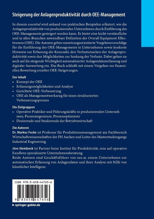 Produktbild: Steigerung der Anlagenproduktivit&auml;t durch OEE-Management