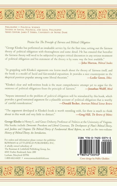 Produktbild: Principle of Fairness and Political Obligation