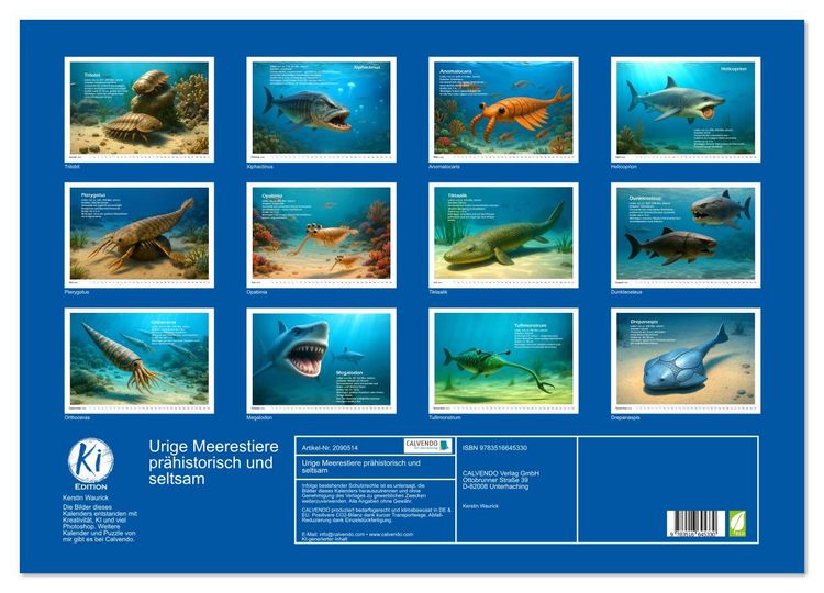 Produktbild: Urige Meerestiere pr&auml;historisch und seltsam (Wandkalender 2026 DIN A2 quer), CALVENDO Monatskalender