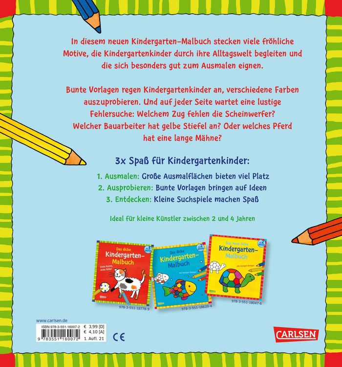 Produktbild: Ausmalbilder f&uuml;r Kita-Kinder: Das dicke Kindergarten-Malbuch: Drau&szlig;en unterwegs