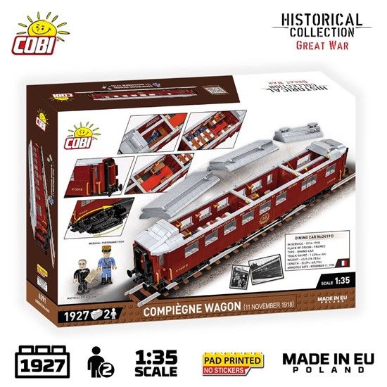Produktbild: COBI Historical Collection 6291 - Compi&egrave;gne Wagon (11 November 1918), Speisewagen Orient Express, Bausatz 1:35, 1927 Klemmbausteine/2 Figuren
