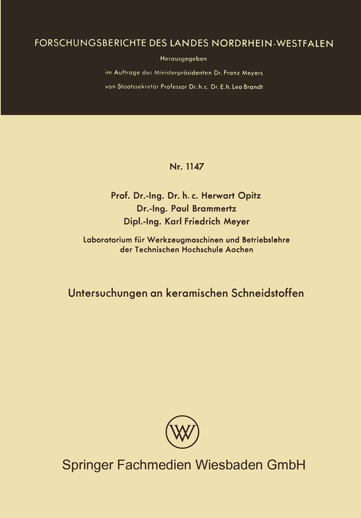 Produktbild: Untersuchungen an keramischen Schneidstoffen