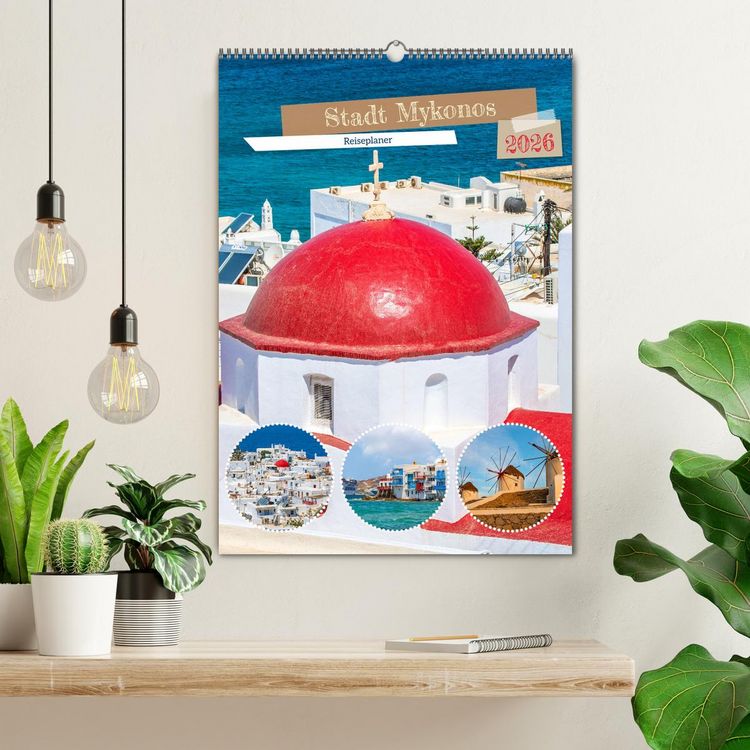 Produktbild: Stadt Mykonos - Reiseplaner (Wandkalender 2026 DIN A2 hoch), CALVENDO Monatskalender