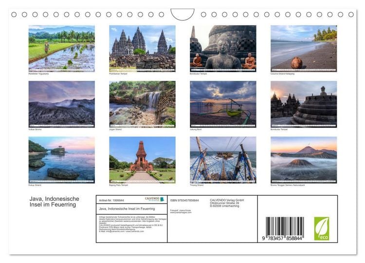 Produktbild: Java, Indonesische Insel im Feuerring (Wandkalender 2026 DIN A4 quer), CALVENDO Monatskalender