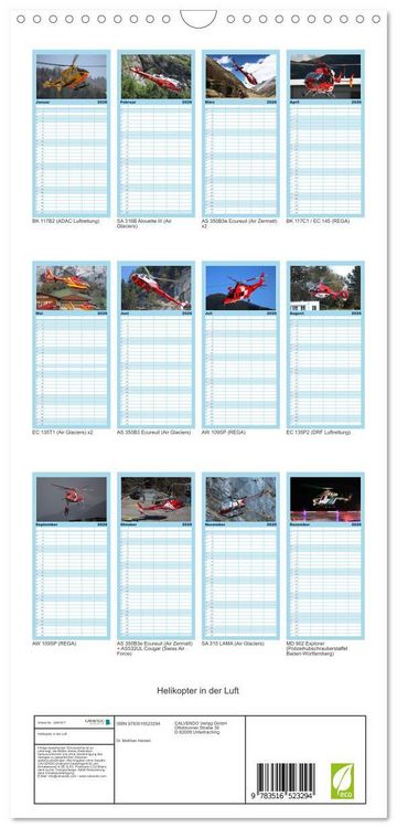 Produktbild: Familienplaner 2026 - Helikopter in der Luft mit 5 Spalten (Wandkalender, 21 x 45 cm) CALVENDO