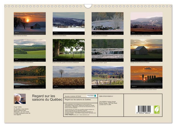 Produktbild: Regard sur les saisons du Qu&eacute;bec (Calendrier mural 2026 DIN A3 vertical), CALVENDO calendrier mensuel
