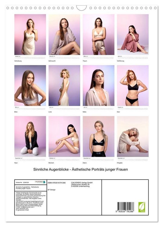 Produktbild: Sinnliche Augenblicke - &Auml;sthetische Portr&auml;ts junger Frauen (Wandkalender 2027 DIN A3 hoch), CALVENDO Monatskalender