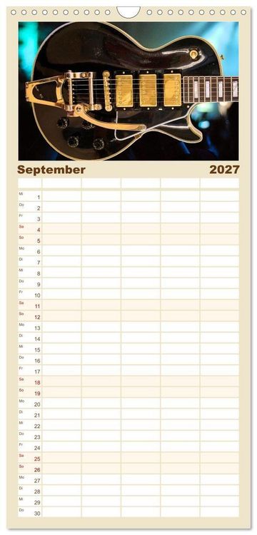 Produktbild: Familienplaner 2027 - Traumgitarren - the Sound of Rock mit 5 Spalten (Wandkalender, 21 x 45 cm) CALVENDO