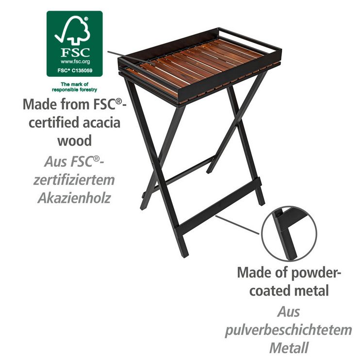 Produktbild: Beistelltisch mit Tablett Mod. Taba, zertifiziertes Akazienholz