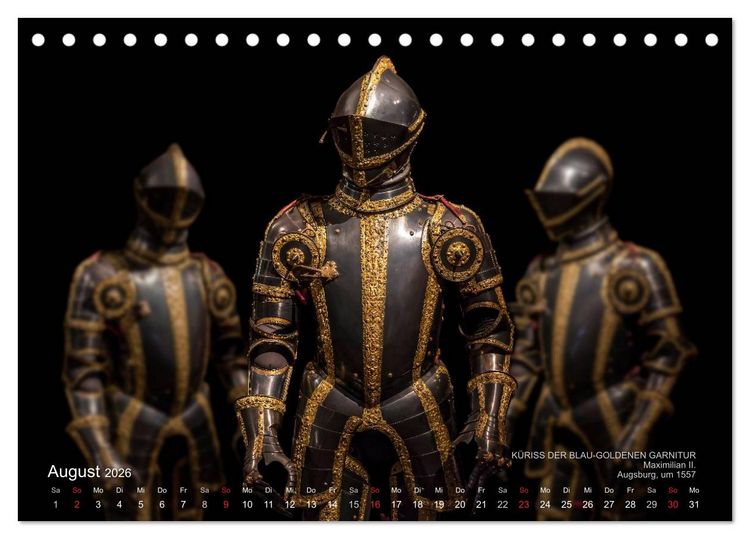 Produktbild: Historische R&uuml;stungen und Waffen (Tischkalender 2026 DIN A5 quer), CALVENDO Monatskalender