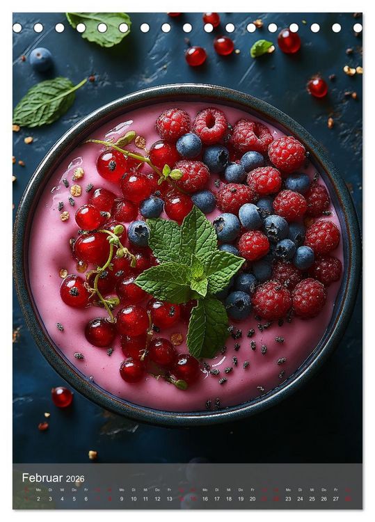 Produktbild: Smoothie Bowls - frisch und fruchtig durchs Jahr (Tischkalender 2026 DIN A5 hoch), CALVENDO Monatskalender