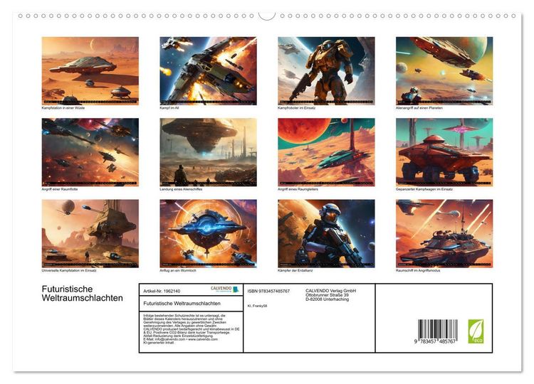 Produktbild: Futuristische Weltraumschlachten (hochwertiger Premium Wandkalender 2026 DIN A2 quer), Kunstdruck in Hochglanz