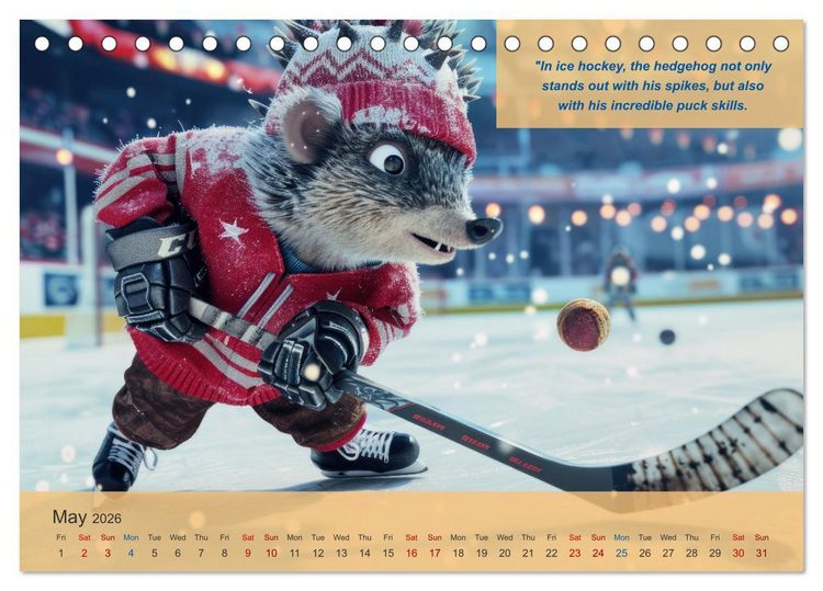 Produktbild: The most charming ice hockey animals in action (Desk Calendar 2026 DIN A5 landscape), CALVENDO 12 Month DeskCalendar