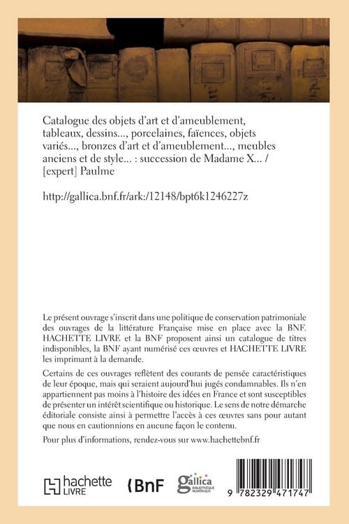 Produktbild: Catalogue d'objets d'art et d'ameublement, tableaux, dessins, porcelaines, fa&iuml;ences, objets vari&eacute;s
