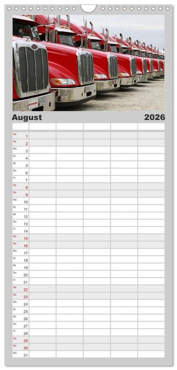 Produktbild: Familienplaner 2026 - Langhauber. Coole Trucks in den USA mit 5 Spalten (Wandkalender, 21 x 45 cm) CALVENDO