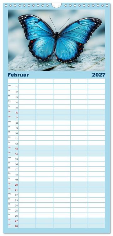 Produktbild: Familienplaner 2027 - Blauer Zauberflug mit 5 Spalten (Wandkalender, 21 x 45 cm) CALVENDO