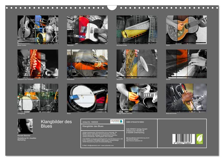 Produktbild: Klangbilder des Blues (Wandkalender 2026 DIN A3 quer), CALVENDO Monatskalender
