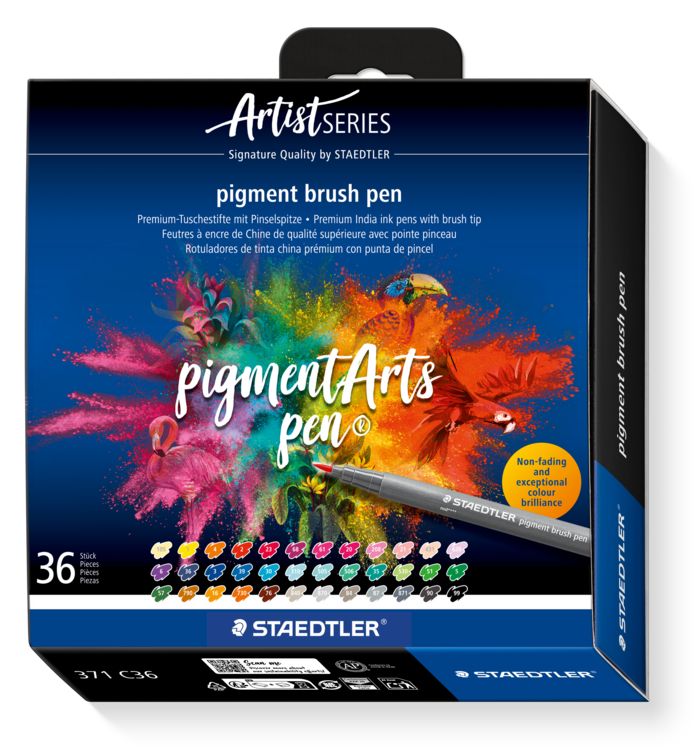 Produktbild: STAEDTLER Schreib- und Zeichbedarf pigment brush 371 Fasermaler mit Pinselspitze, 36er Set