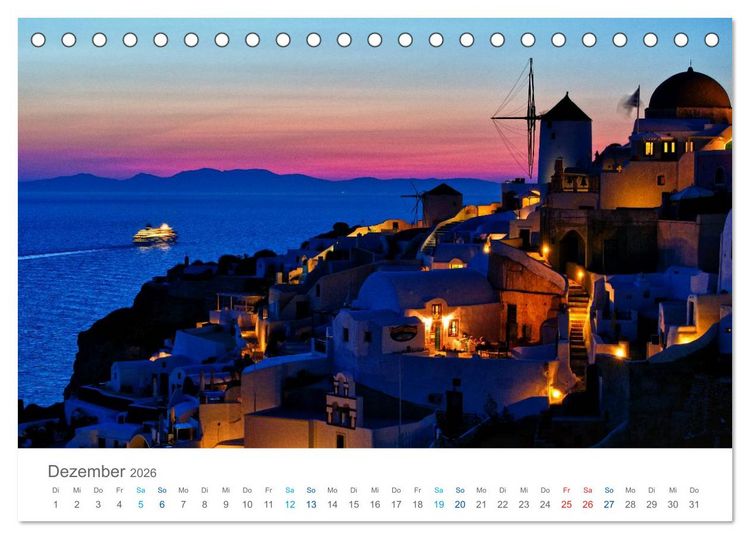 Produktbild: Santorin - Perle der Kykladen (Tischkalender 2026 DIN A5 quer), CALVENDO Monatskalender