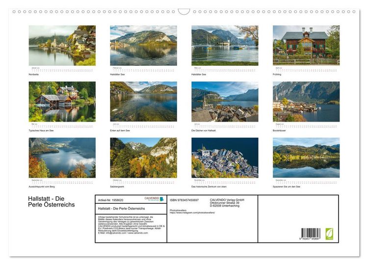 Produktbild: Hallstatt - Die Perle &Ouml;sterreichs (Wandkalender 2026 DIN A2 quer), CALVENDO Monatskalender