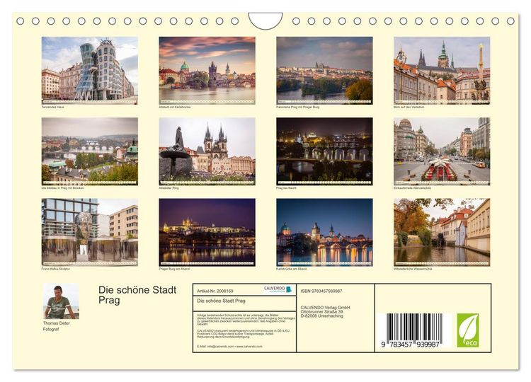Produktbild: Die sch&ouml;ne Stadt Prag (Wandkalender 2026 DIN A4 quer), CALVENDO Monatskalender