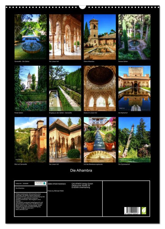 Produktbild: Die Alhambra (Wandkalender 2026 DIN A2 hoch), CALVENDO Monatskalender