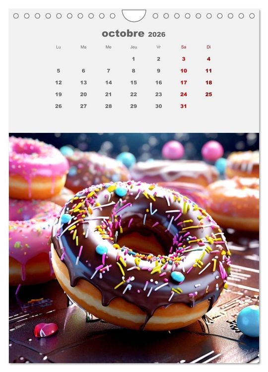 Produktbild: Les aventures sucr&eacute;es des donuts (Calendrier mural 2026 DIN A4 horizontal), CALVENDO calendrier mensuel