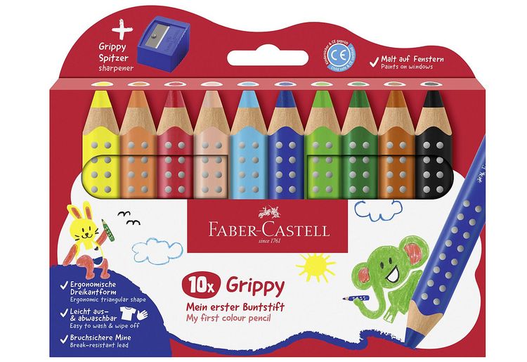 Produktbild: Faber-Castell Buntstifte Grippy 10er Set mit Spitzer