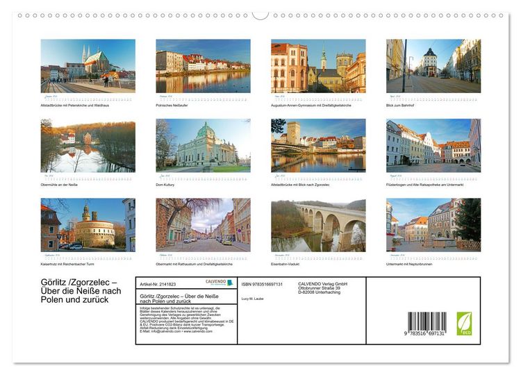 Produktbild: G&ouml;rlitz /Zgorzelec &ndash; &Uuml;ber die Nei&szlig;e nach Polen und zur&uuml;ck (hochwertiger Premium Wandkalender 2026 DIN A2 quer), Kunstdruck in Hochglanz