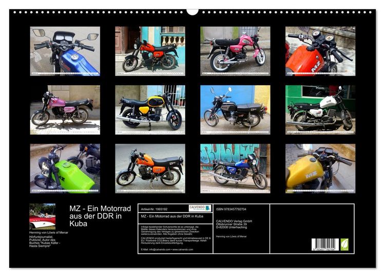 Produktbild: MZ - Ein Motorrad aus der DDR in Kuba (Wandkalender 2026 DIN A2 quer), CALVENDO Monatskalender