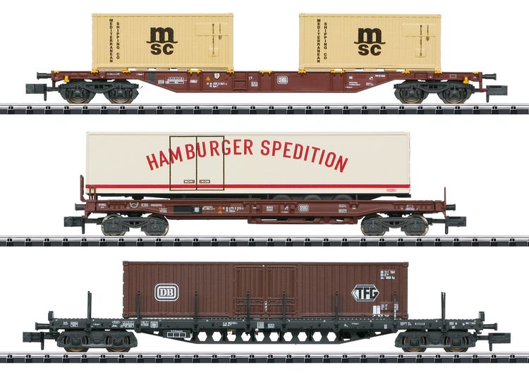 Produktbild: MiniTrix 18702 N 3er-Set Containerwagen der DB