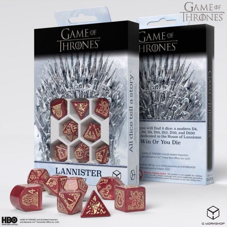 Produktbild: Q-Workshop QWO97690 - Game of Thrones, Lannister Dice Set, 8-teilig